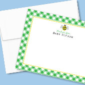 Baby Bee Preppy Gingham Baby shower Dank u Notitiekaartje