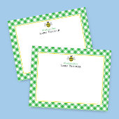 Baby Bee Preppy Gingham Baby shower Dank u Notitiekaartje