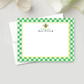 Baby Bee Preppy Gingham Baby shower Dank u Notitiekaartje