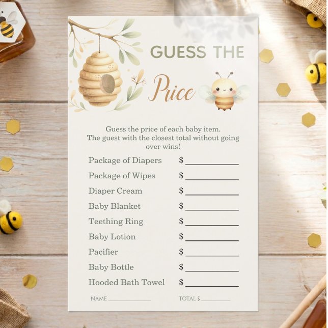Baby Bee Raad de Prijs Hij of Zij Shower (Guess the Price Game. He or She? What Will Baby Bee? Gender Reveal)