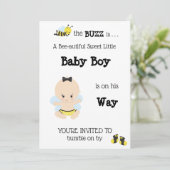*~* Baby Bee Schattigee Baby Boy Shower Uitnodigin Kaart (Staand voorkant)