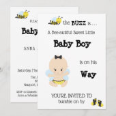 *~* Baby Bee Schattigee Baby Boy Shower Uitnodigin Kaart (Voorkant / Achterkant)