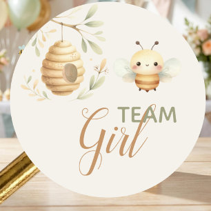 Baby Bee Team Girl Hij of Zij Geslacht Reveal Ronde Sticker
