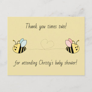 Baby Bee Twin Boy Girl Bedankt Briefkaart