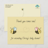 Baby Bee Twin Boy Girl Bedankt Briefkaart (Voorkant / Achterkant)