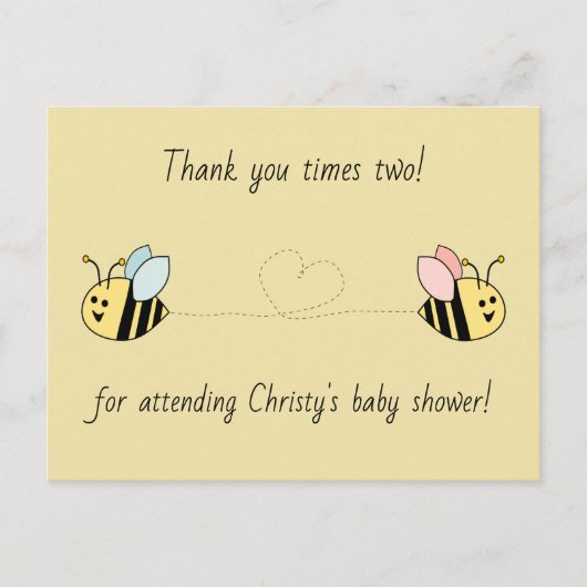 Baby Bee Twin Boy Girl Bedankt Briefkaart (Voorkant)