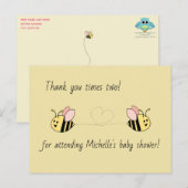 Baby Bee Twin Girls Bedankt Briefkaart (Voorkant / Achterkant)
