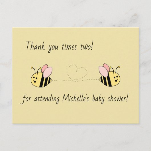 Baby Bee Twin Girls Bedankt Briefkaart (Voorkant)
