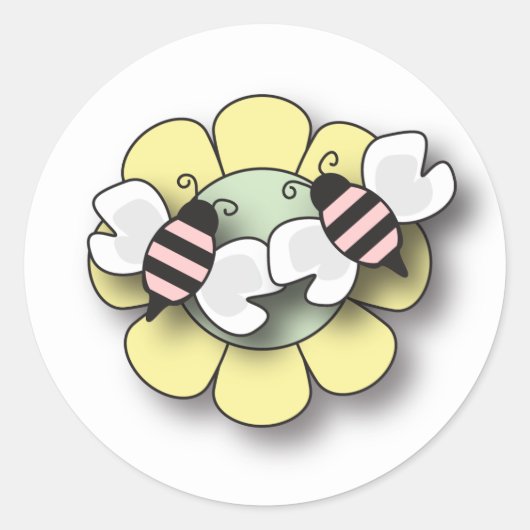 Baby Bee Twin Meisjes Sticker (Voorkant)