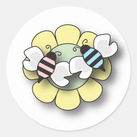 Baby Bee Twins Jongen & Meisje Sticker (Voorkant)