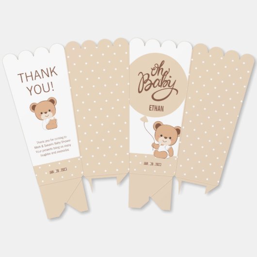 Baby Beer Baby shower Popcorn Box Bedankdoosjes (Ongevouwen)