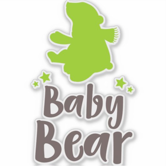 Baby Beer, Beer Cub, Stenen Beer - Groen Sticker (Voorkant)