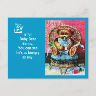 Baby Beer Benny - letter B - Teddy Bear Briefkaart