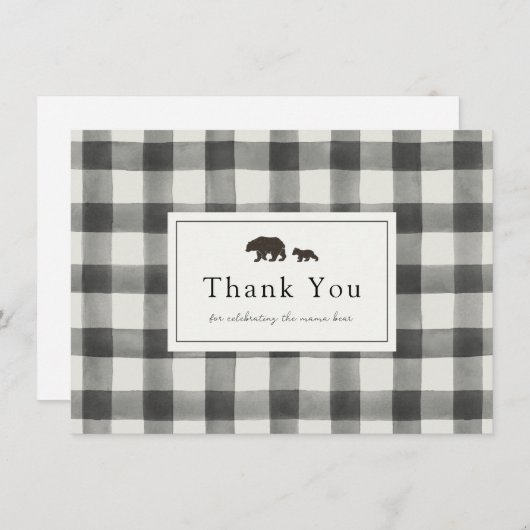 Baby Beer Black en White Pset Dank u Bedankkaart (Voorkant / Achterkant)