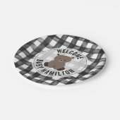 Baby Beer Black + White Gingham Baby shower Papieren Bordje (Gekanteld)