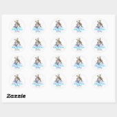 Baby Beer Blauw Bloemen Baby shower Dank u Ronde Sticker (Vel)