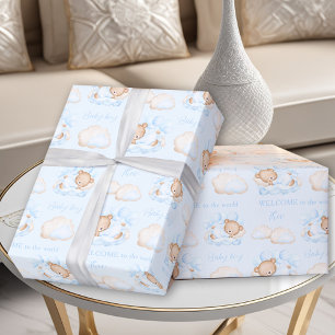 Baby Beer Blauw Pasgeboren Baby Jongensnaam Cadeaupapier
