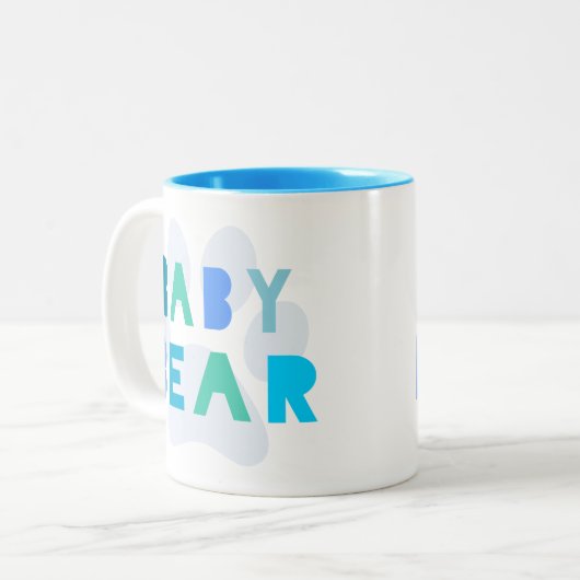 Baby beer - blauw tweekleurige koffiemok (Voorkant links)