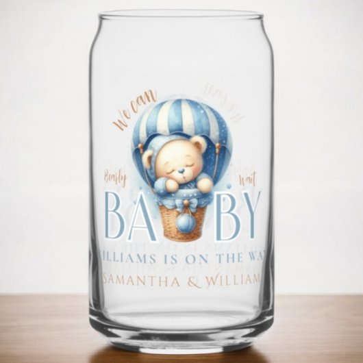 Baby Beer Blauwe Hete Luchtballon Ride Blikvorm Glas
