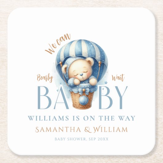 Baby Beer Blue Balloon Ride Kartonnen Onderzetters (Voorkant)