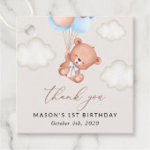 Baby Beer, Blue Balloons, eerste verjaardag Bedankjes Labels (Voorkant)
