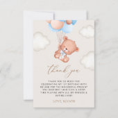 Baby Beer, Blue Balloons, eerste verjaardag Bedankkaart (Voorkant)