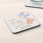 Baby Beer, Blue Balloons, eerste verjaardag Bier Onderzetter (Linkerzijde)