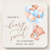 Baby Beer, Blue Balloons, eerste verjaardag Bier Onderzetter (Voorkant)