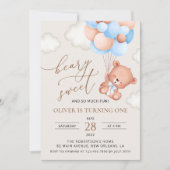 Baby Beer, Blue Balloons, eerste verjaardag Kaart (Voorkant)