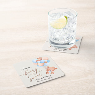 Baby Beer, Blue Balloons, eerste verjaardag Kartonnen Onderzetters