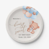 Baby Beer, Blue Balloons, eerste verjaardag Papieren Bordje (Voorkant)