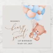 Baby Beer, Blue Balloons, eerste verjaardag Sparkling Wijnetiket (Enkel label)