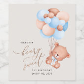 Baby Beer, Blue Balloons, eerste verjaardag Wijn Etiket (Enkel label)