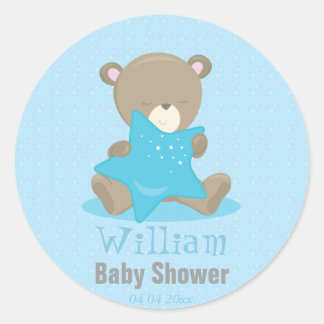 Baby Beer Blue Boy met een sterretje Ronde Sticker