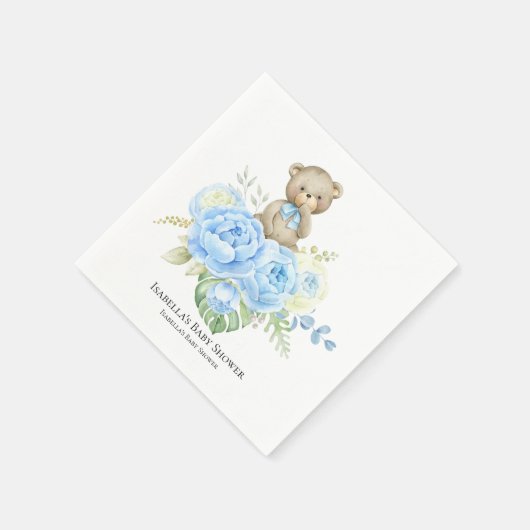 Baby Beer Blue Flower | Baby shower Napkins Servet (Hoek)