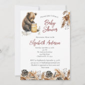 Baby Beer Boho Brown Botanical Floral Baby shower Kaart (Voorkant)