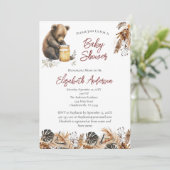 Baby Beer Boho Brown Botanical Floral Baby shower Kaart (Staand voorkant)