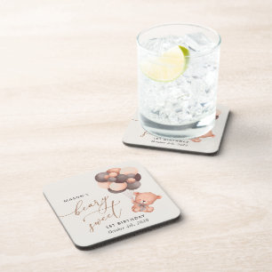 Baby-Beer, bruine ballonnen, eerste verjaardag Bier Onderzetter