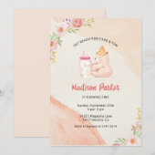 Baby Beer & Bunny Kids Verjaardagsuitnodiging Kaart (Voorkant / Achterkant)