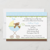 Baby Beer Carriage Boy Baby shower Invitation Kaart (Voorkant)