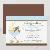 Baby Beer Carriage Boy Baby shower Invitation Kaart (Voorkant / Achterkant)