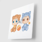 Baby Beer Cat Jumpsuit Twins Vierkante Klok (Hoek)