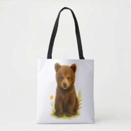 Baby Beer Cub in de wilde bloemen Tote Bag