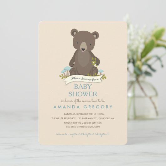 Baby Beer Cub Mama Beer Baby shower Uitnodiging (Staand voorkant)