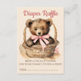 Baby Beer Cub Meisje Baby shower Luier Raffle Informatiekaartje