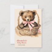 Baby Beer Cub Meisjes Baby shower Dank u Bedankkaart (Achterkant)