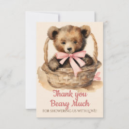 Baby Beer Cub Meisjes Baby shower Dank u Bedankkaart
