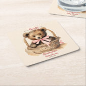 Baby Beer Cub Meisjes Baby shower Kartonnen Onderzetters (Schuin)