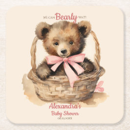 Baby Beer Cub Meisjes Baby shower Kartonnen Onderzetters
