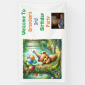 Baby Beer Cub Woodland thema verjaardagsfeestje Spandoek (Verticaal)
